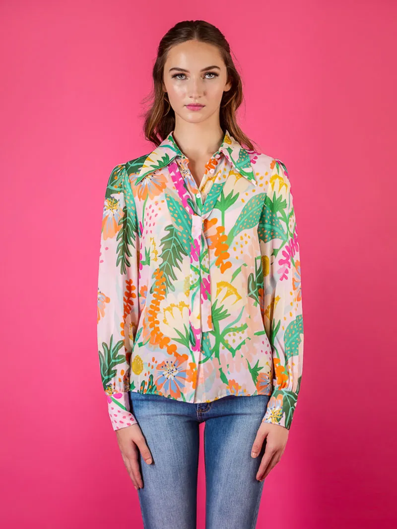 Print Silk Shirt Blouse