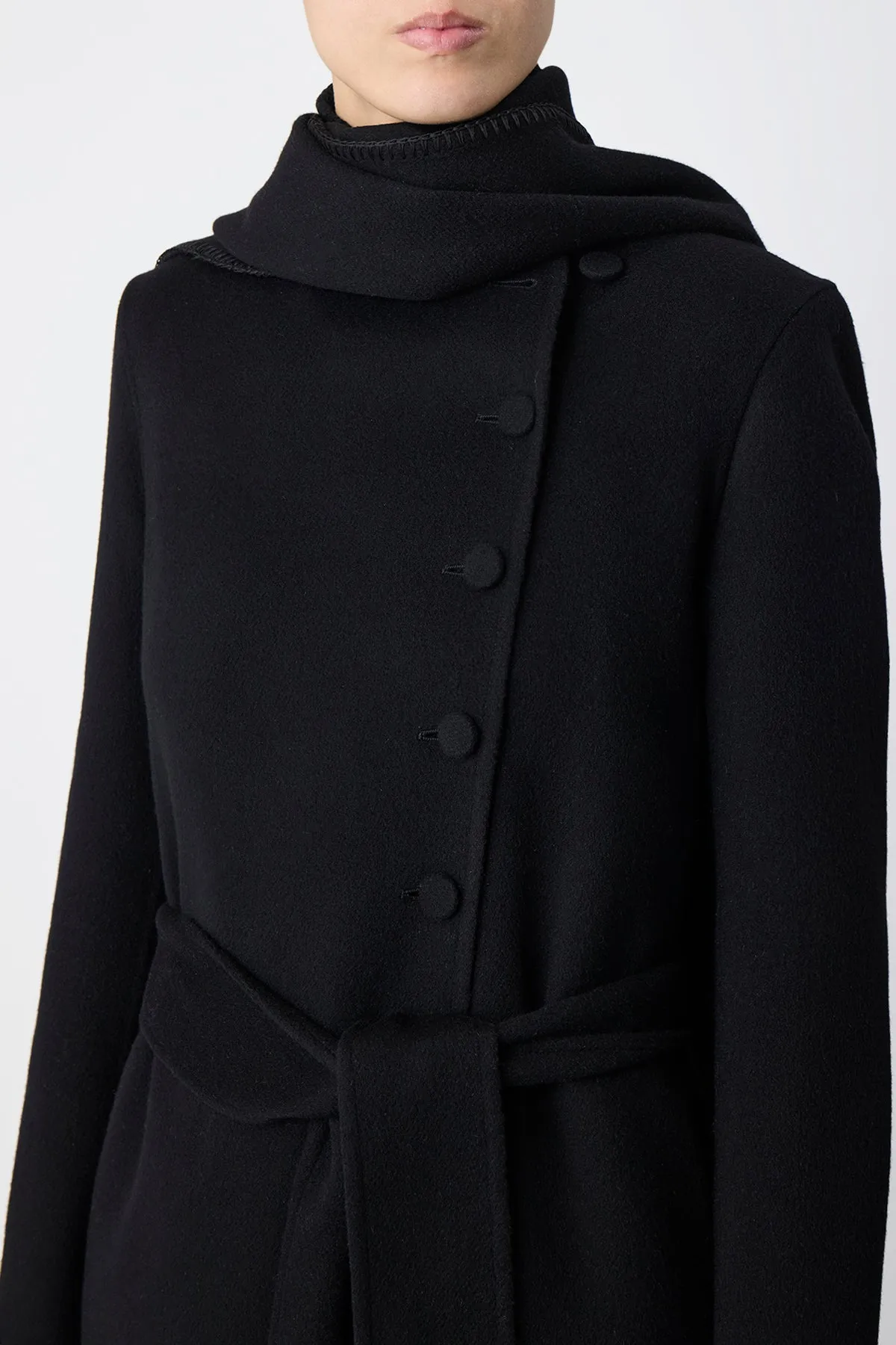 Raay Coat in Black Double-Face Recycled Cashmere