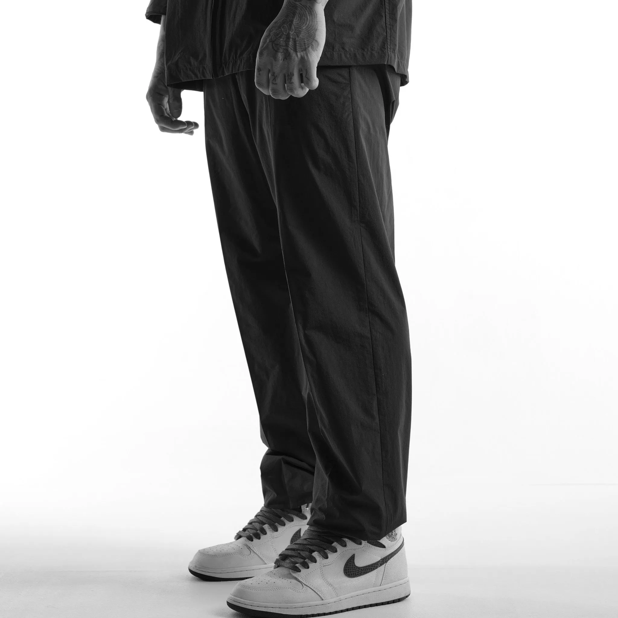 Relaxed Nylon Slacks - Black