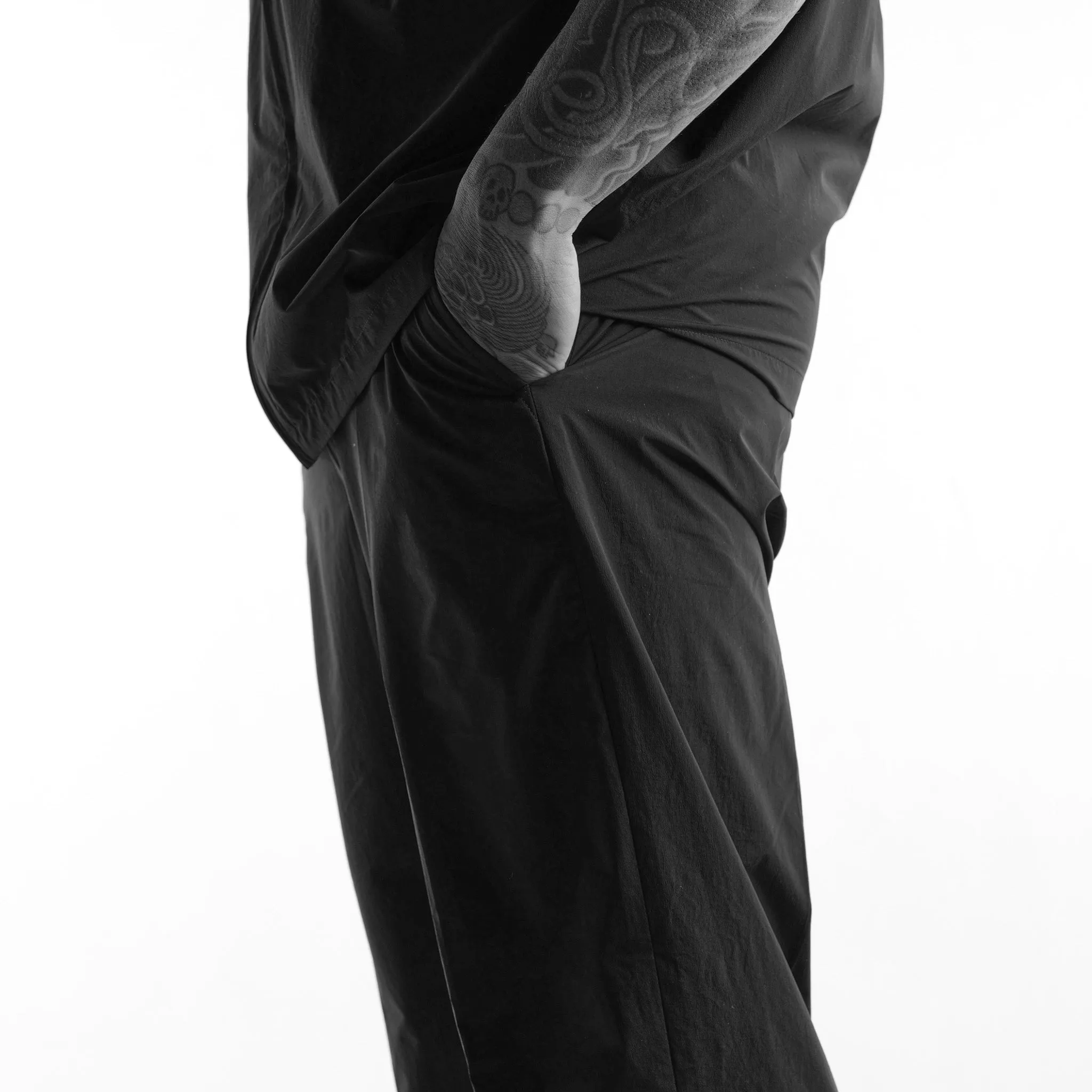 Relaxed Nylon Slacks - Black