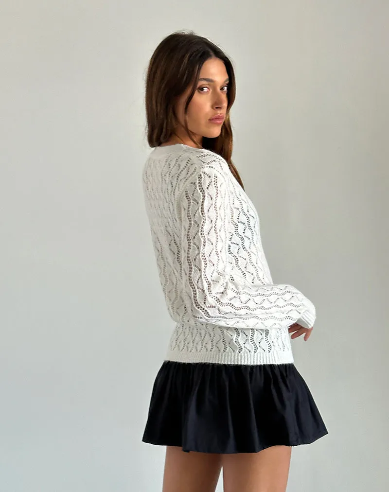 Ricani Open Knit Cardigan in Ivory