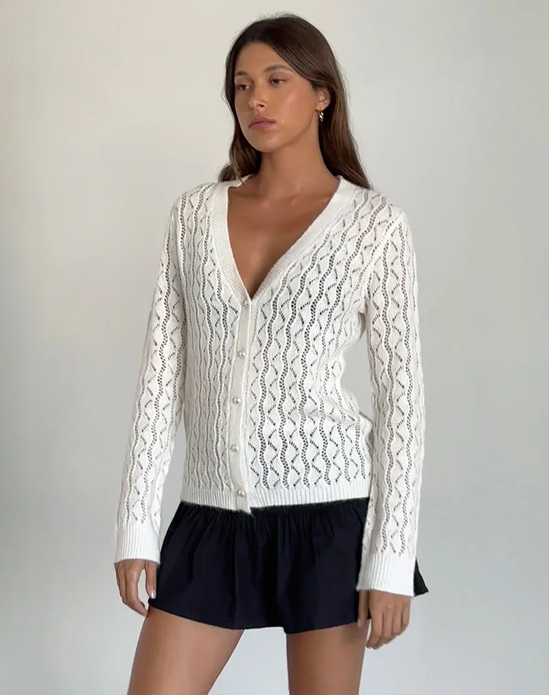 Ricani Open Knit Cardigan in Ivory