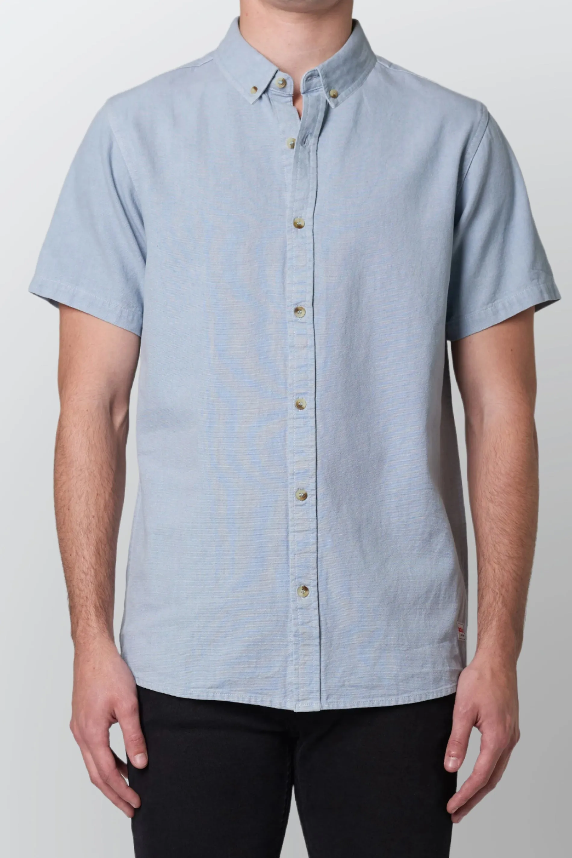 ROLLAS Mens Oxford Short Sleeve Shirt - Sky Blue