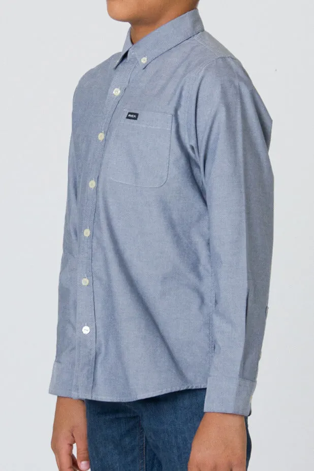 RVCA That'll Do Oxford Long Sleeve Boys Shirt - Distant Blue