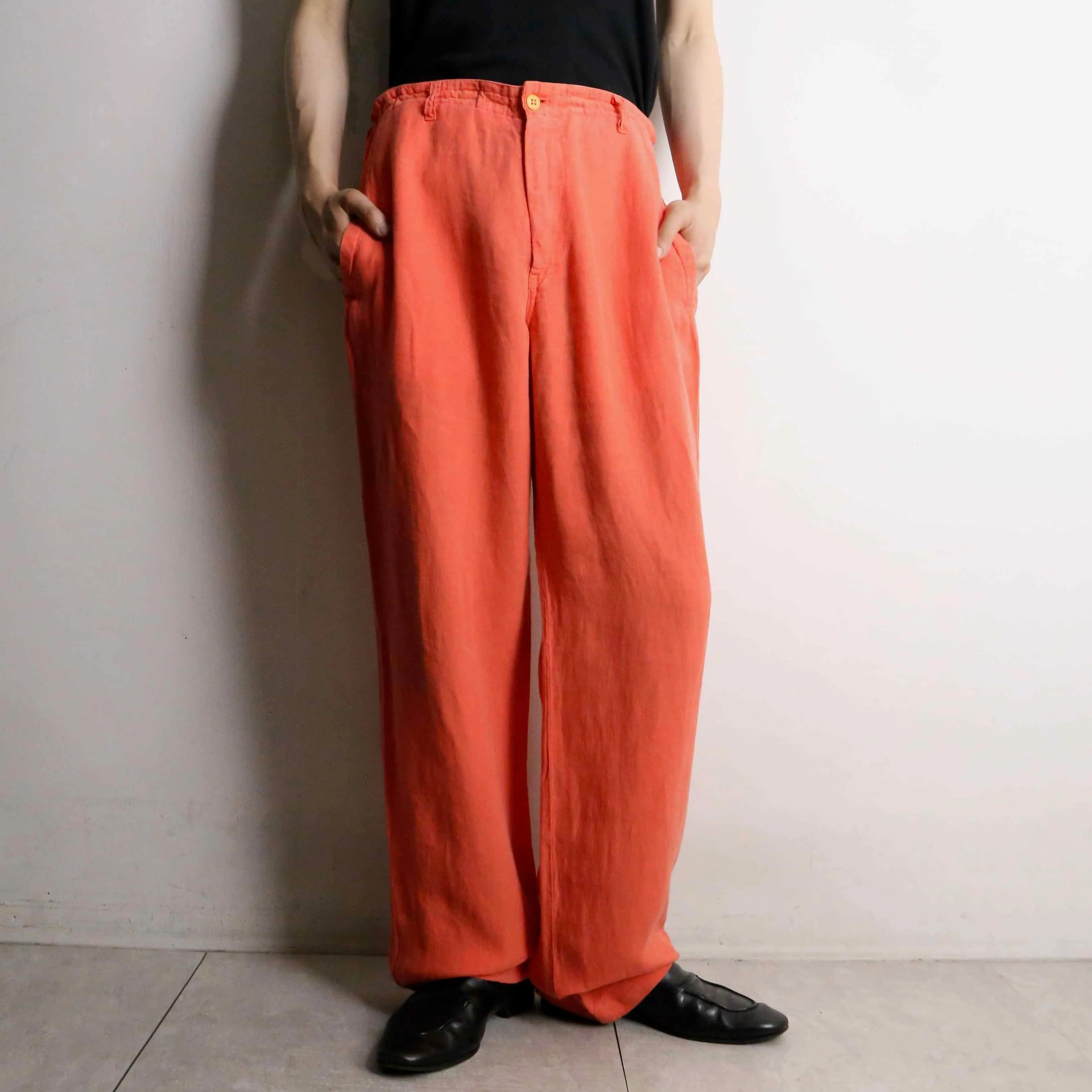 salmon pink straight easy pants