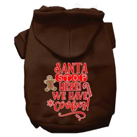 Santa, We Have Cookies Screen Print Dog Hoodie Brown Xl