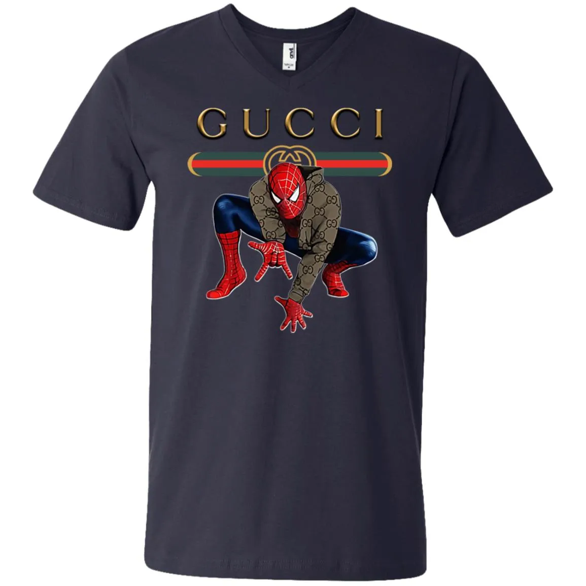 Spider Man Gucci Funny  Trend T- Shirt Men V-Neck T-Shirt