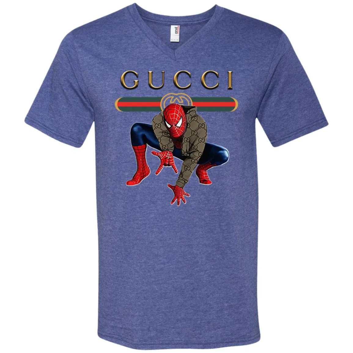 Spider Man Gucci Funny  Trend T- Shirt Men V-Neck T-Shirt