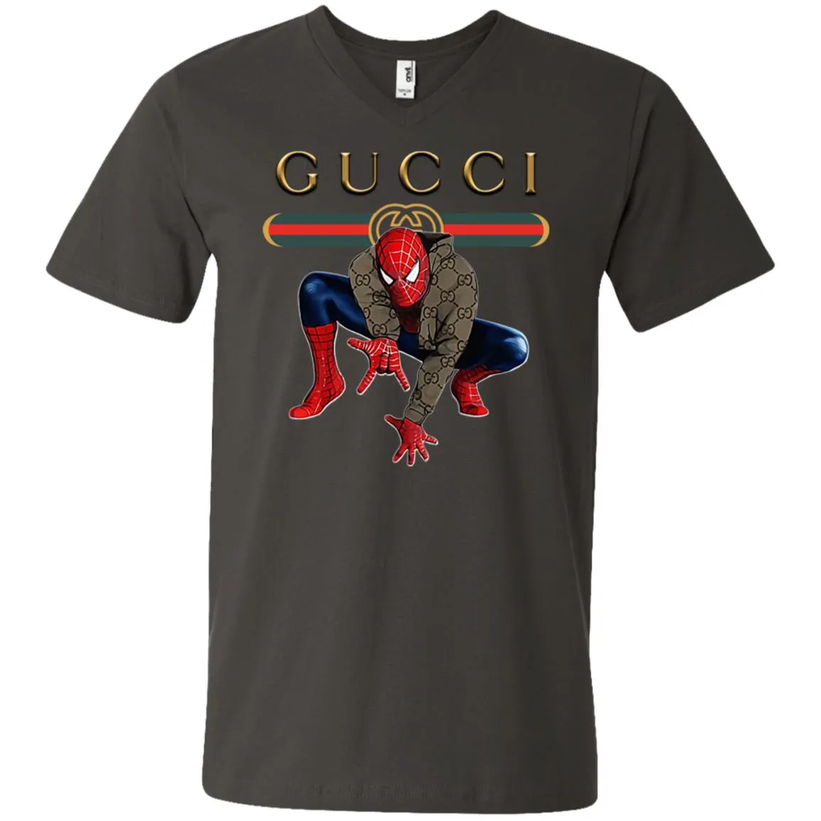 Spider Man Gucci Funny  Trend T- Shirt Men V-Neck T-Shirt