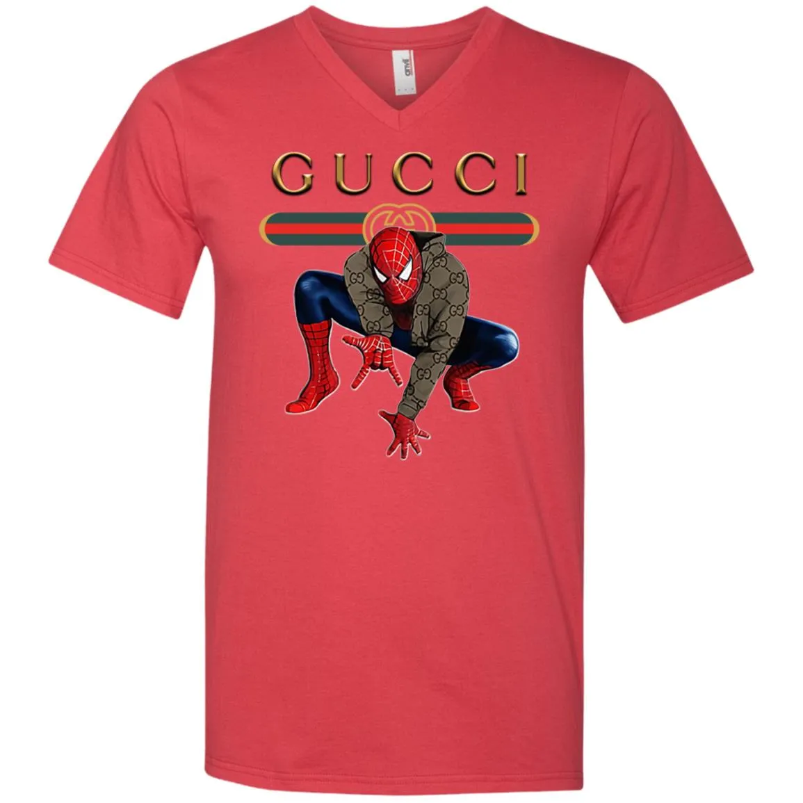 Spider Man Gucci Funny  Trend T- Shirt Men V-Neck T-Shirt