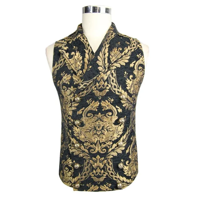 Steampunk Gothic Embroidered Waistcoat Men's Vest Punk Sleeveless V Collar Vest Vintage Palace Style Fancy Patterns Waistcoats