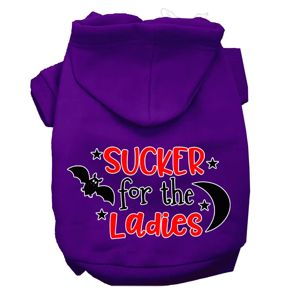 Sucker For The Ladies Screen Print Dog Hoodie Purple Xs