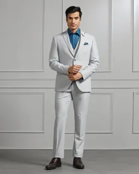 Elegant Three-Piece Solid Light Grey Formal Suit - Raylit