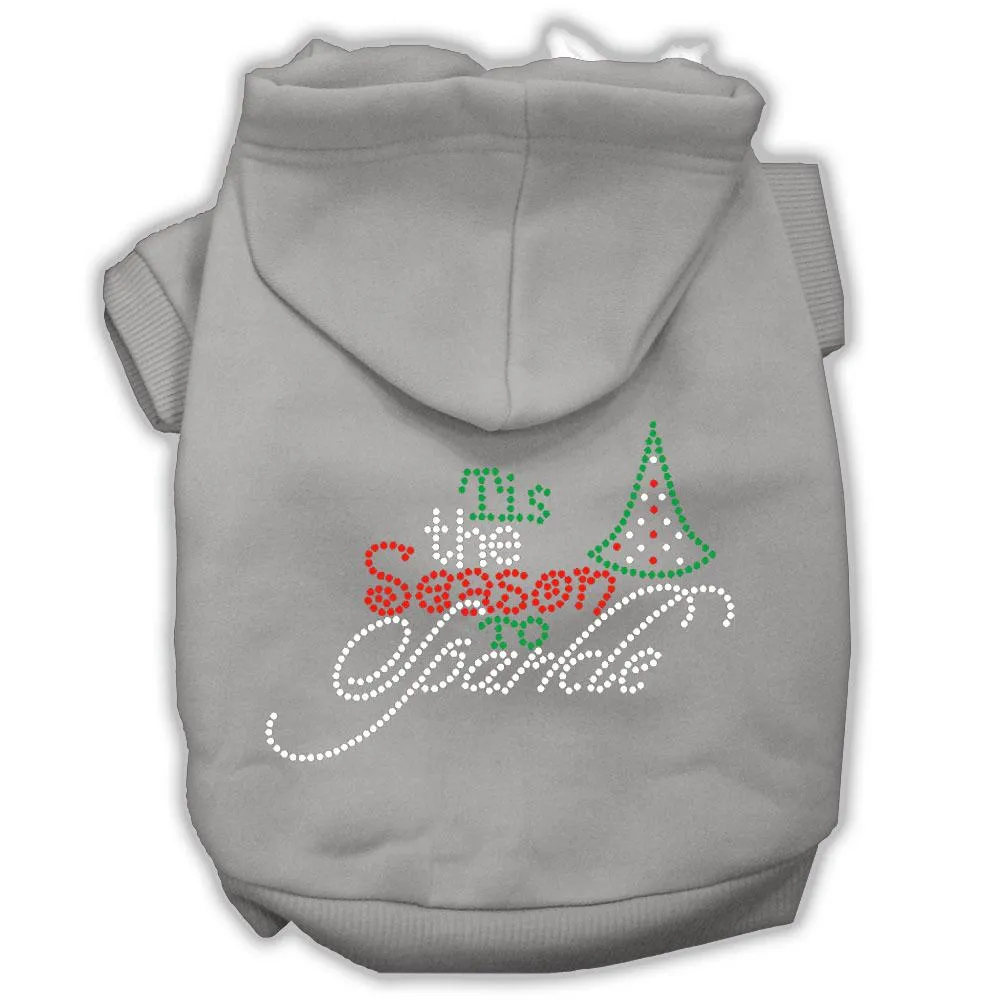 Tis The Season To Sparkle Rhinestone Dog Hoodie Grey M (12)