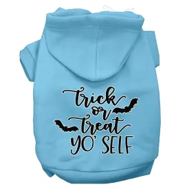 Trick Or Treat Yo' Self Screen Print Dog Hoodie Baby Blue S