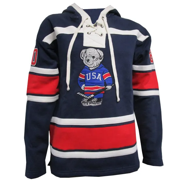 USA Hockey Miracle on Ice 1980 Bear Lace Hoody- Navy