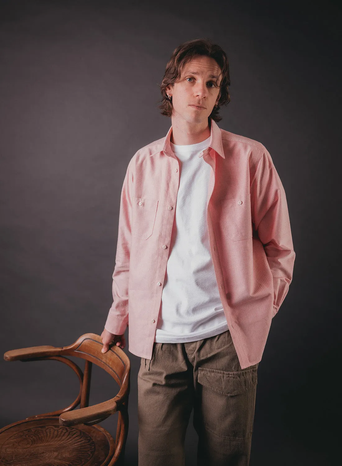 Utility Oxford Work Shirt in Pink