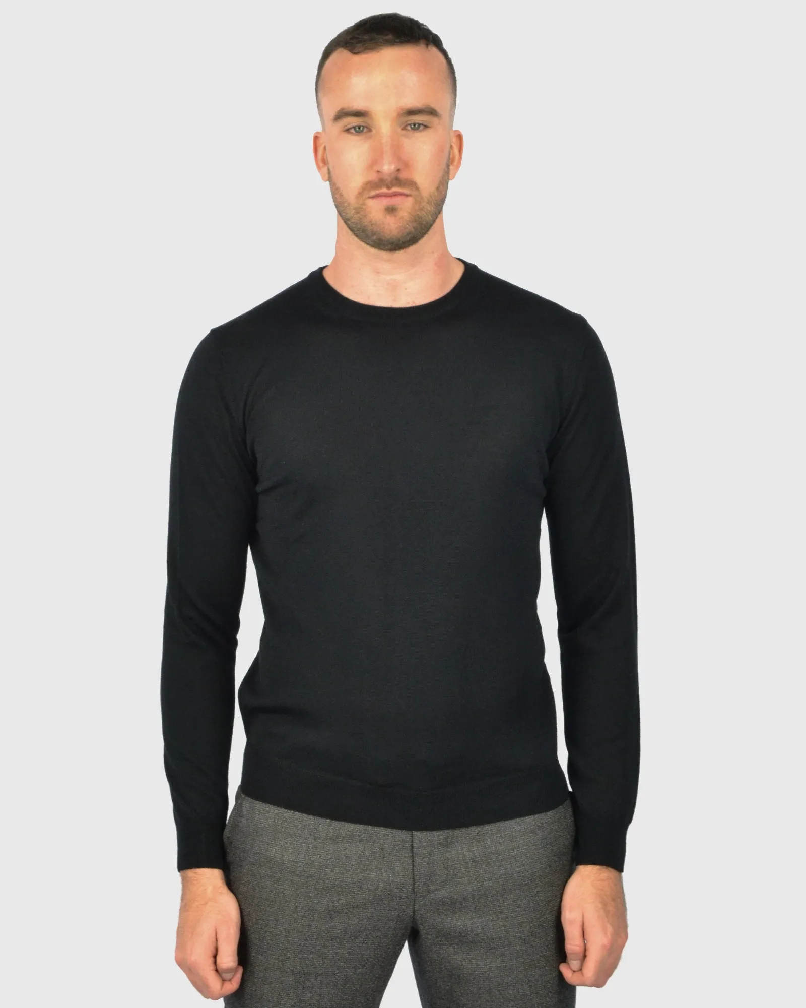 VISCONTI W23C BLACK WOOL CREW NECK SWEATER