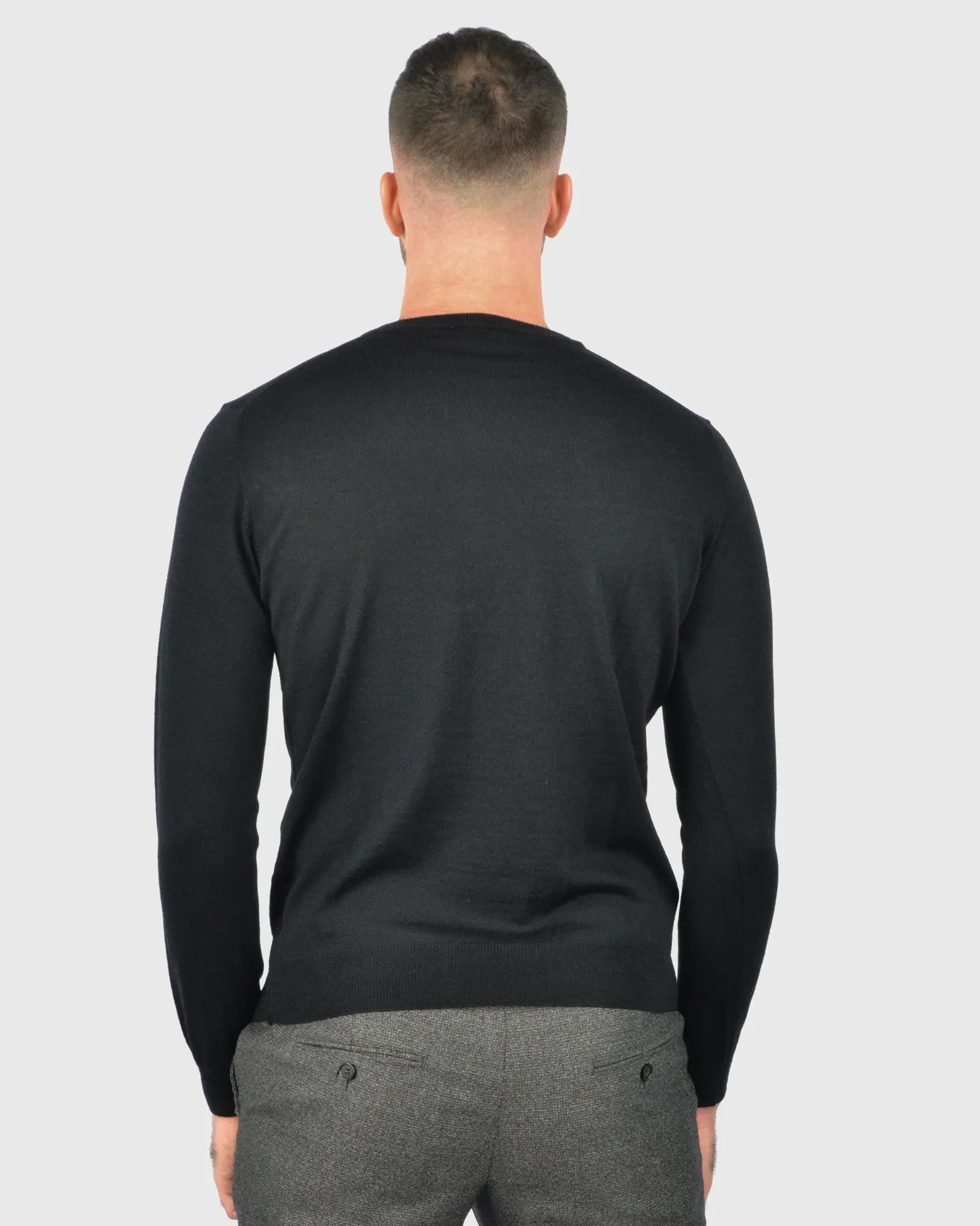 VISCONTI W23C BLACK WOOL CREW NECK SWEATER