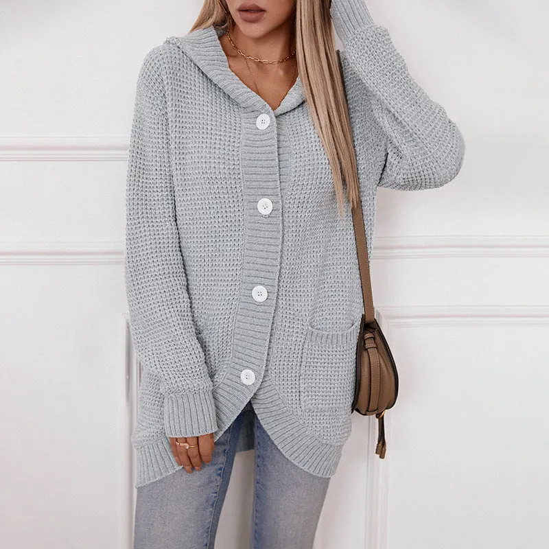 Women's Knitwear Hooded Loose Mid-length Sweater