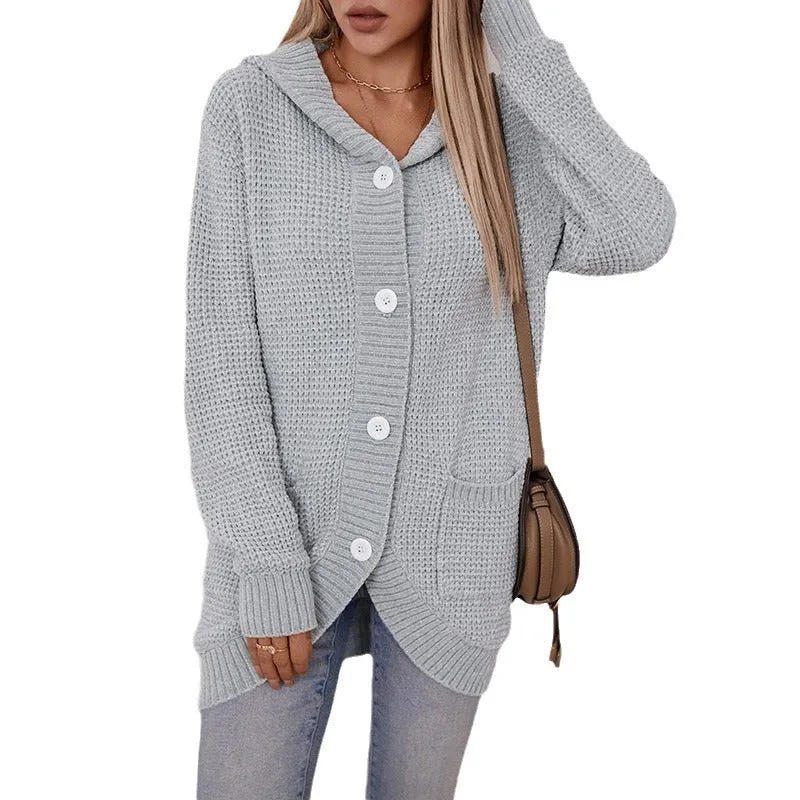 Women's Knitwear Hooded Loose Mid-length Sweater