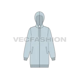 Women's Long Length Front Open Hoodie