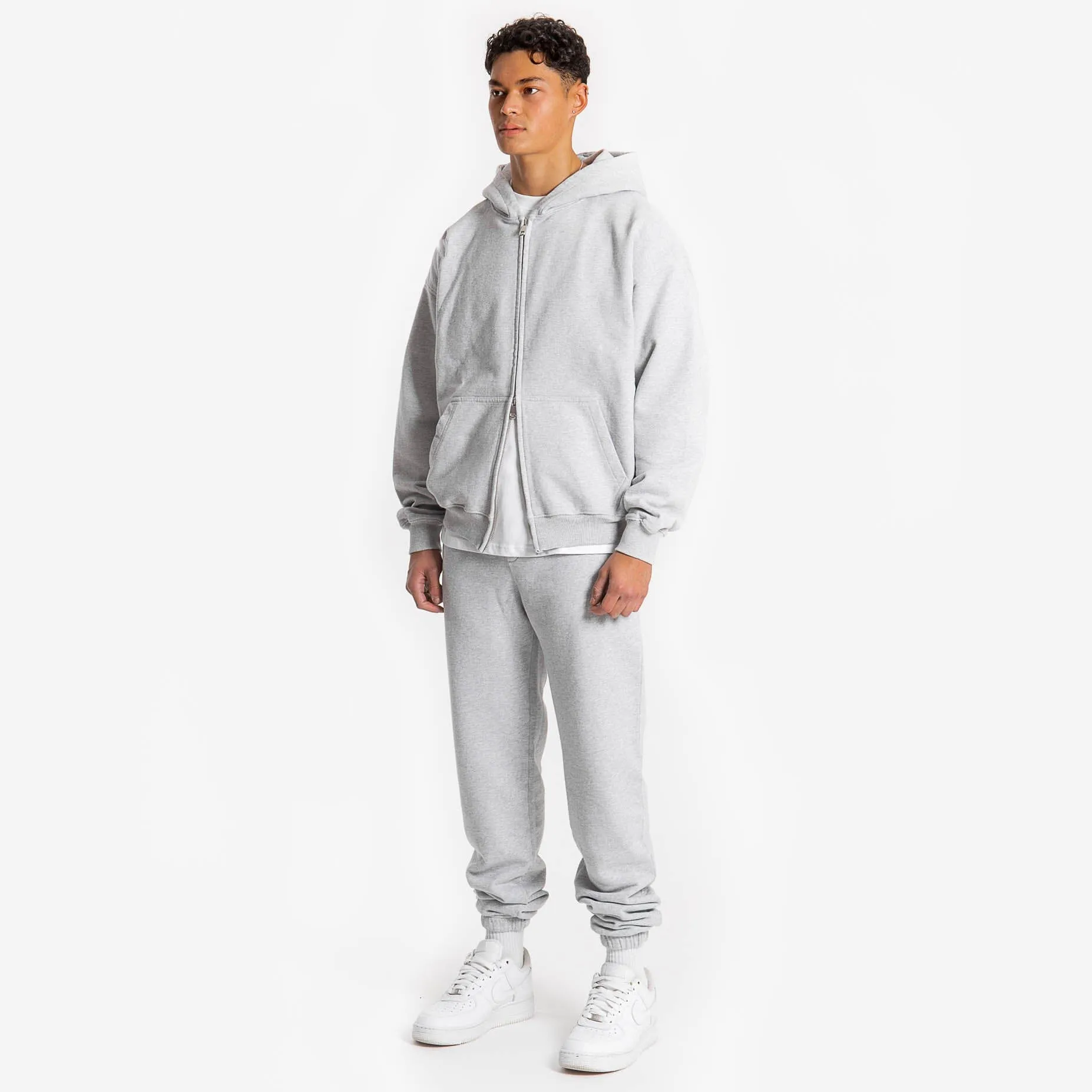 Zip Hoodie - Light Marl Grey