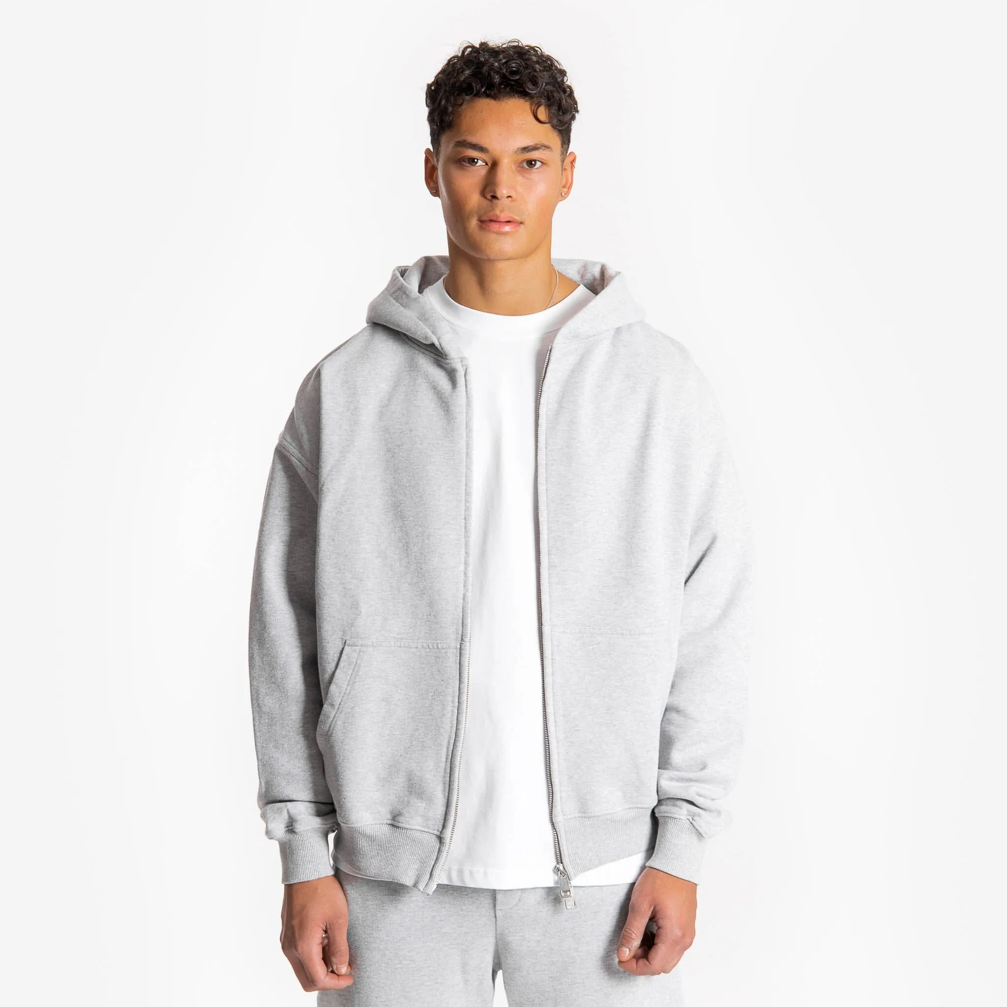 Zip Hoodie - Light Marl Grey